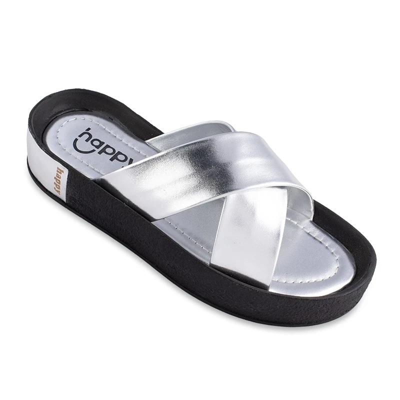 Sandal Mana metalik Happy colors Silver