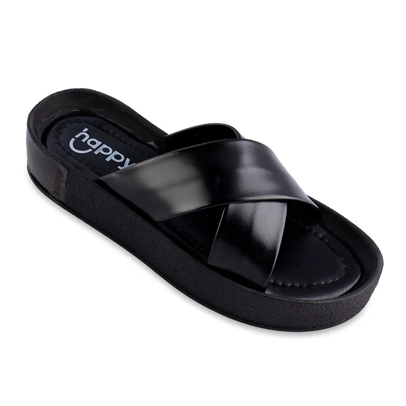 Sandal Mana metalik Happy colors Black