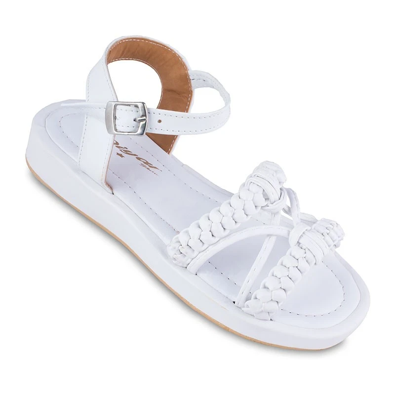 صندل كعب عالي کیس بافت دیار الألوان أبيض