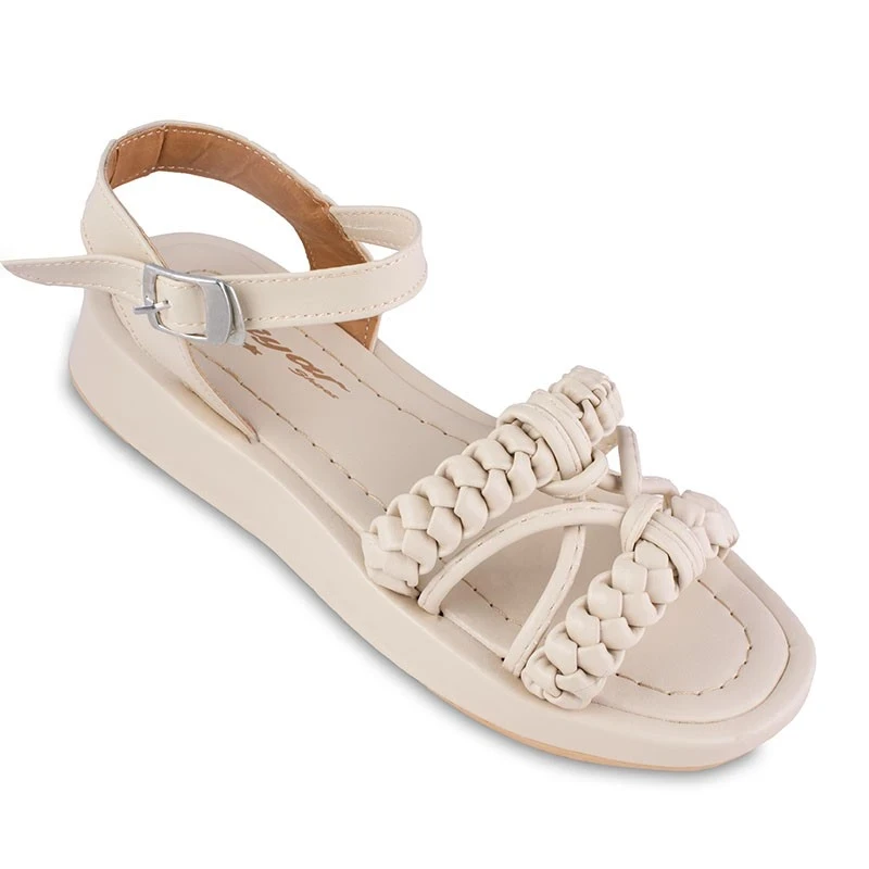 صندل كعب عالي کیس بافت دیار الألوان كريم