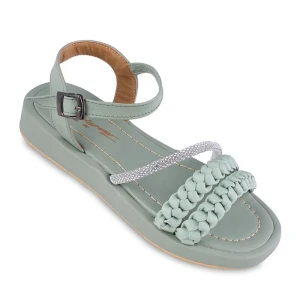 صندل كعب عالي بافتی نکینی دیار الألوان أخضر