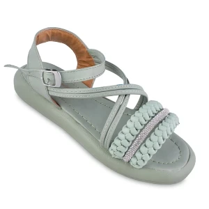 صندل كعب عالي بافتی نکینی ضربدری دیار الألوان أخضر