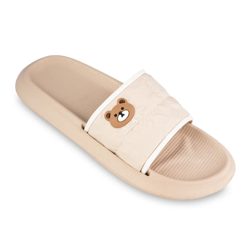 دمپایی چروک زیتون رنگبندی کرم