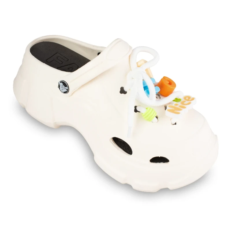 دمپایی کراکس آلفابت زیتون رنگبندی سفید