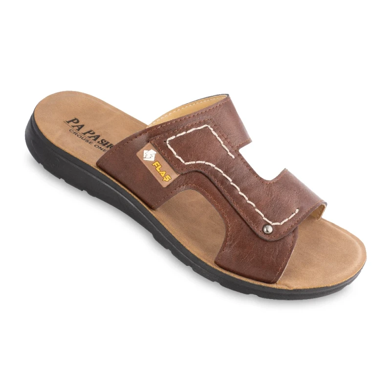 صندل فلش پاپا PU رنگبندی قهوه ای