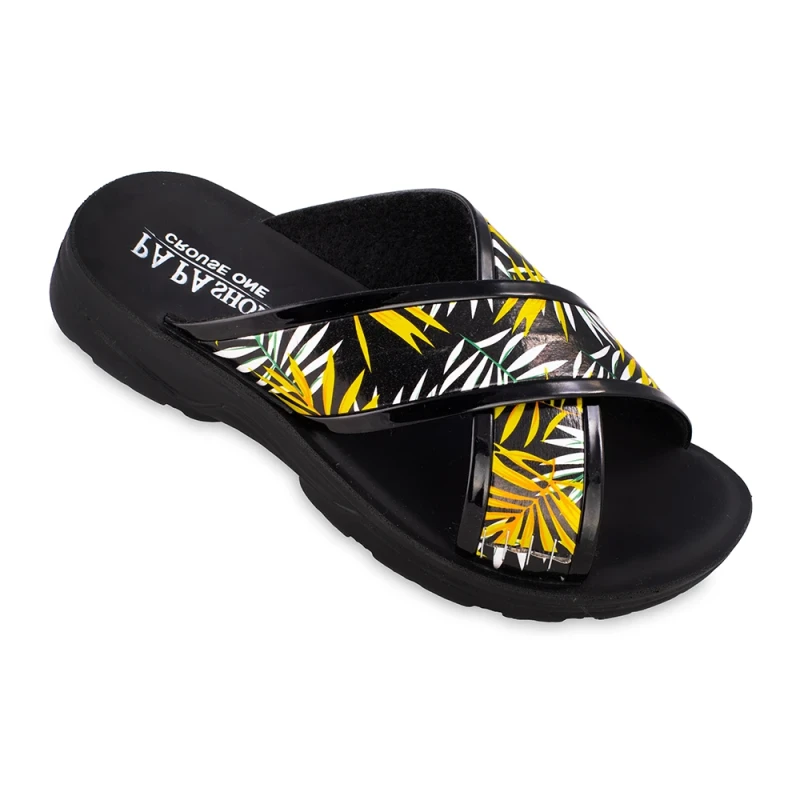 صندل هاوایی پاپا PU رنگبندی لیمویی