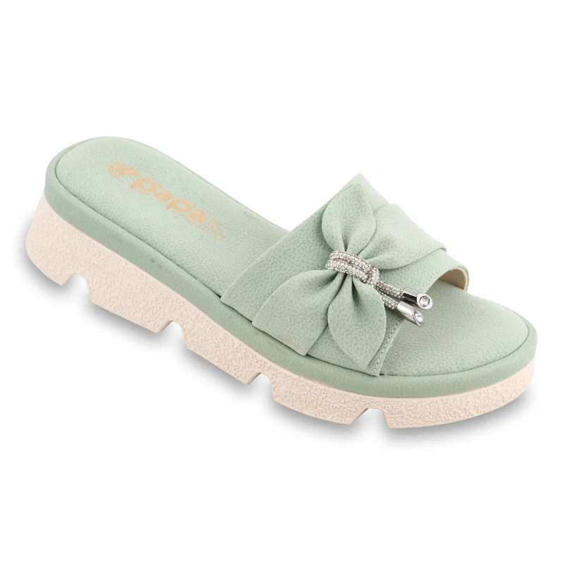 صندل روشا 2 پاپا PU رنگبندی سبز پسته ای