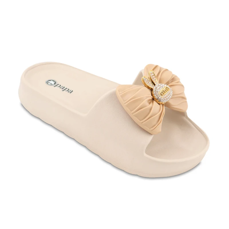 دمپایی ملیکا پاپا PVC رنگبندی کرم