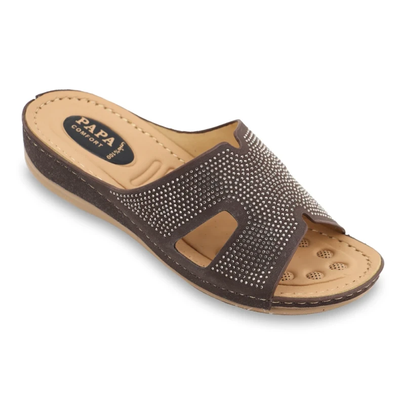 صندل طوبی 4 پاپا PU رنگبندی قهوه ای