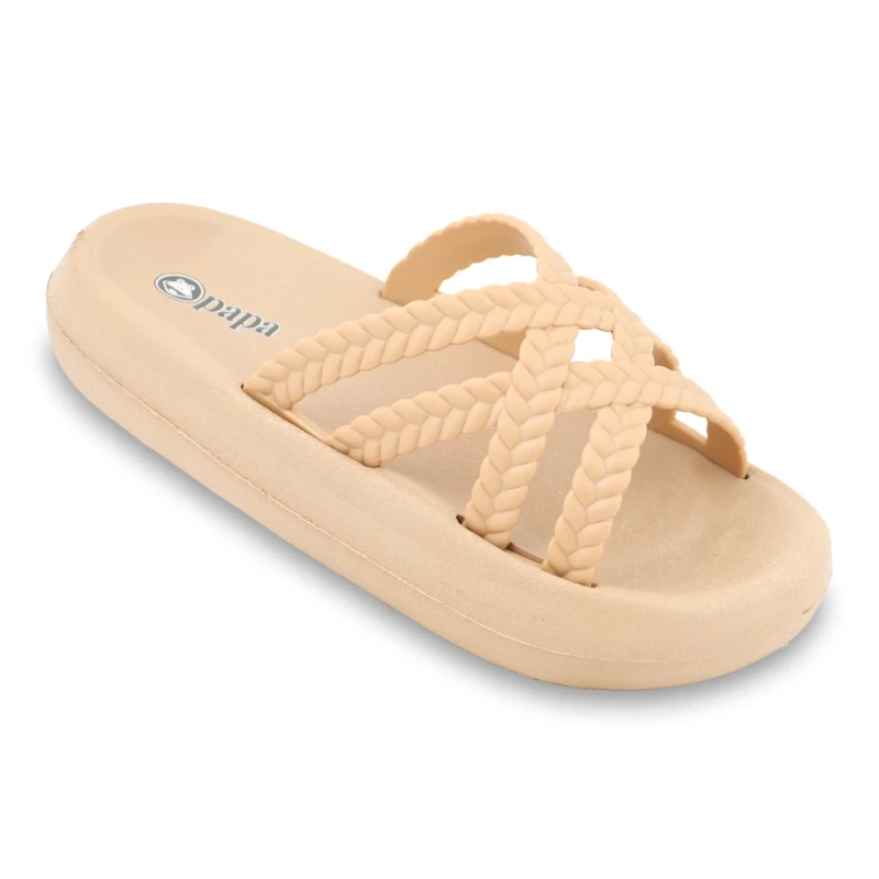 دمپایی مرسده پاپا PVC رنگبندی کرم