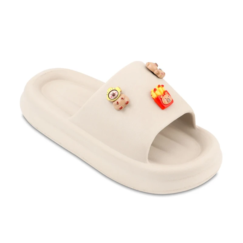 دمپایی پاپیا زیتون رنگبندی کرم