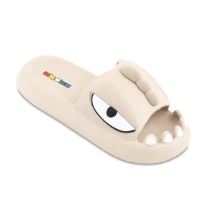 دمپایی شارک زیتون رنگبندی کرم