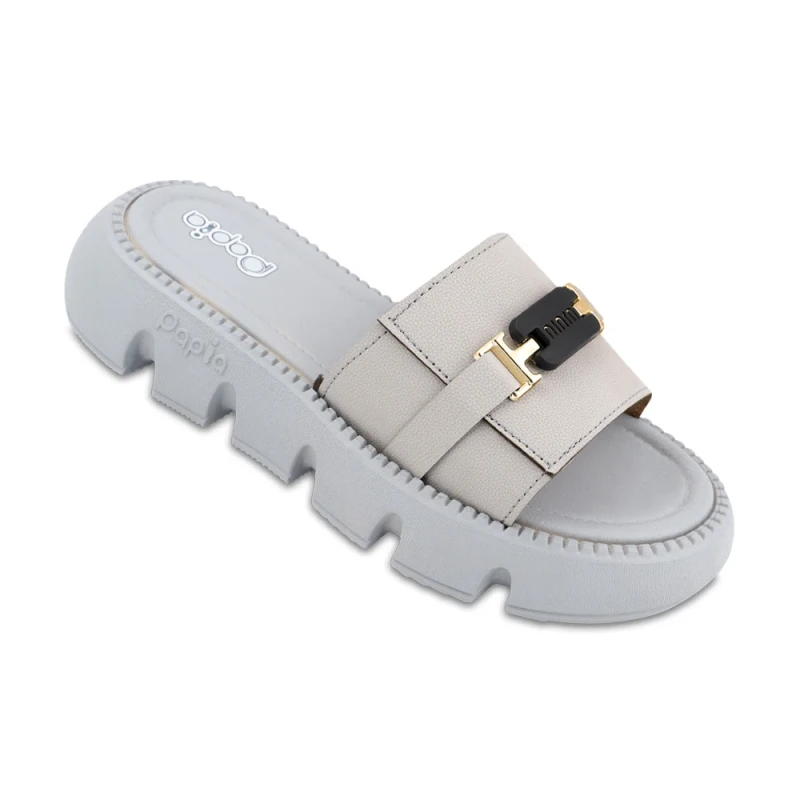 دمپایی النا پاپیا رنگبندی طوسی