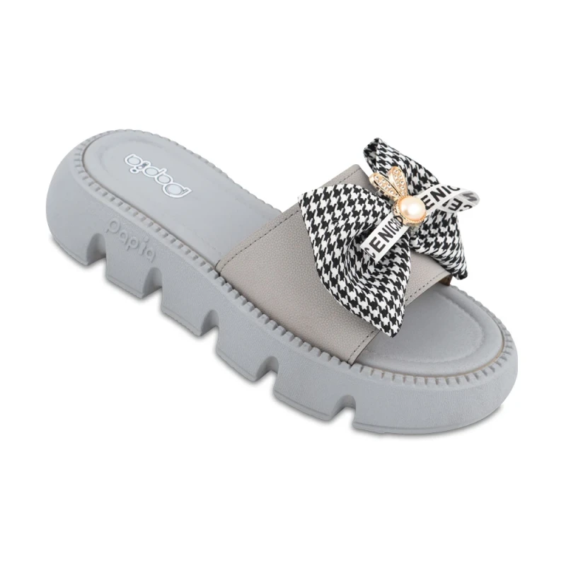 دمپایی گلاره پاپیا رنگبندی طوسی