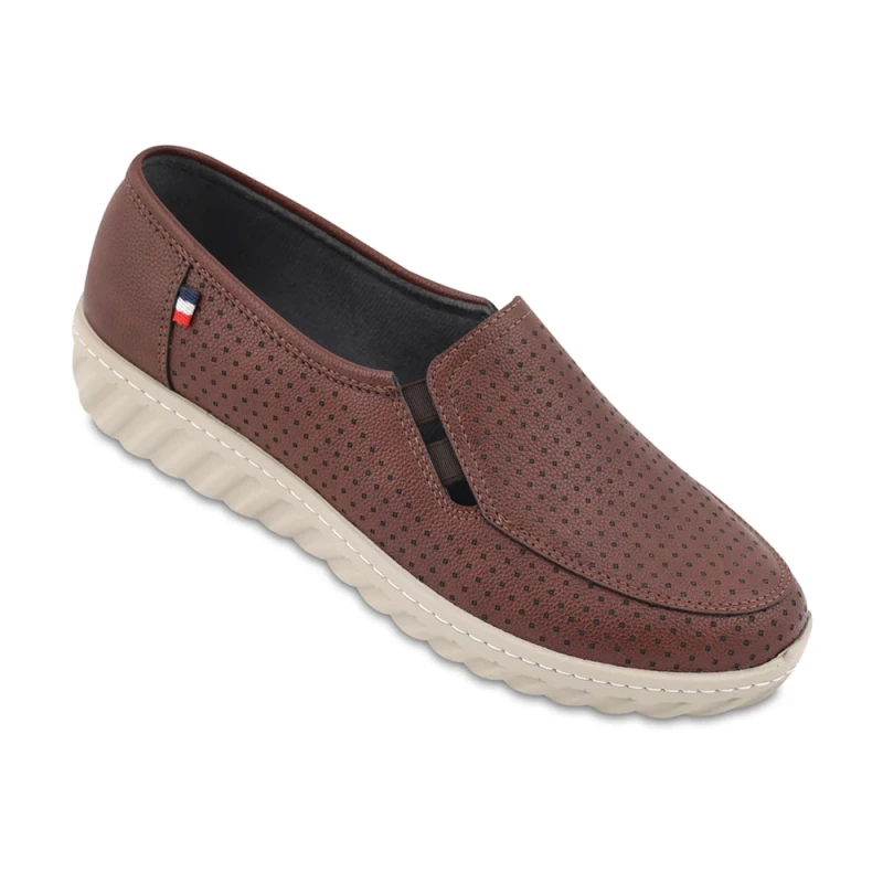 کفش دایان ماه گل رنگبندی قهوه ای