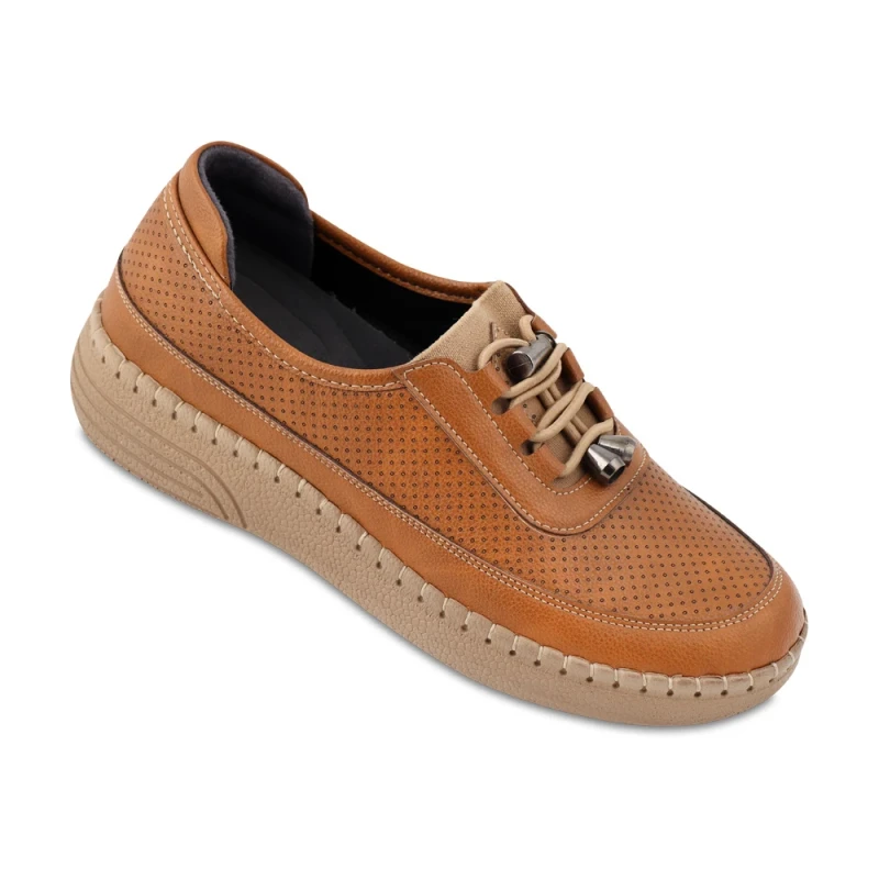 کفش ژولی ماه گل رنگبندی عسلی