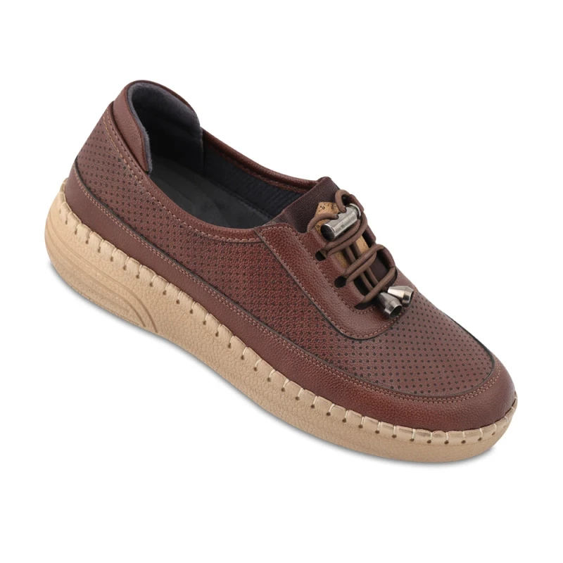 کفش ژولی ماه گل رنگبندی قهوه ای