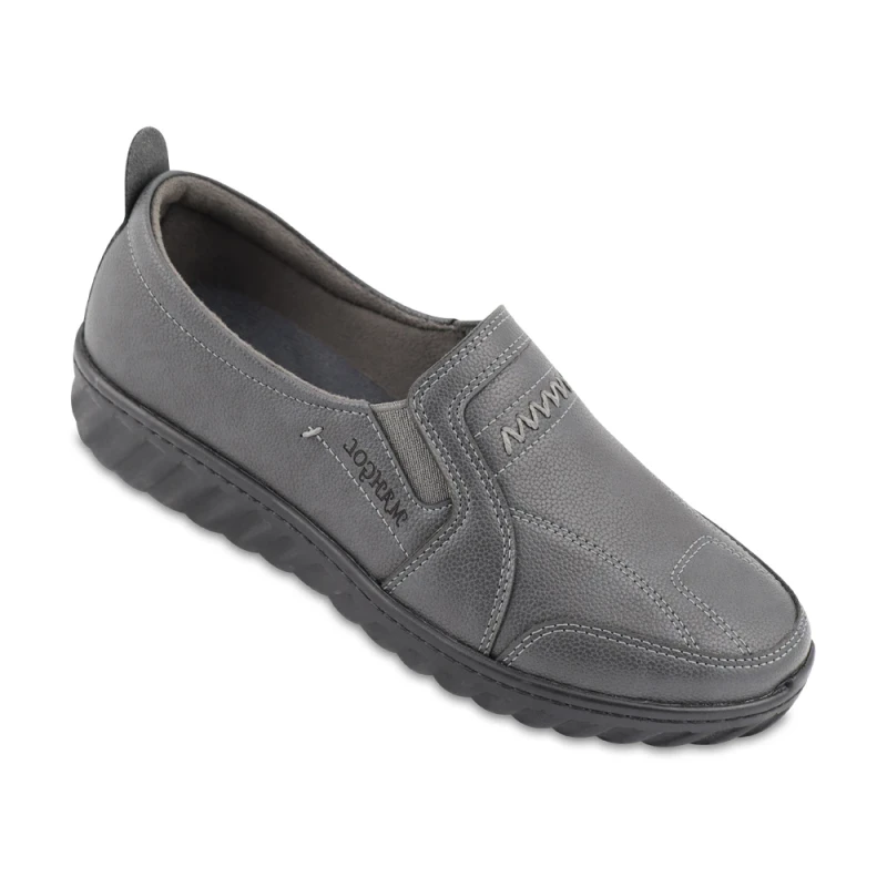 کفش سوین ماه گل رنگبندی طوسی