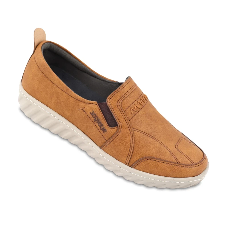 کفش سوین ماه گل رنگبندی عسلی