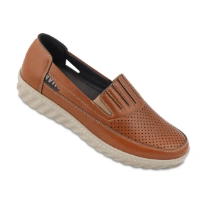 کفش سها ماه گل رنگبندی عسلی